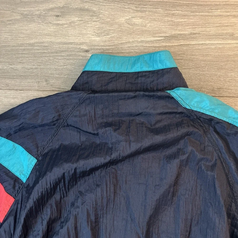 VTG Prince Mens L Full Zip Lined Windbreaker Jacket Blue Green Red